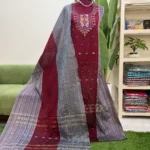 হাতের তাঁতের জামদানি থ্রি পিস (Code-312)