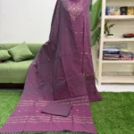 হাতের তাঁতের জামদানি থ্রি পিস (Code-319)