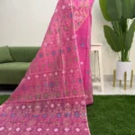 হাতের তাতে তৈরী সেমি মসলিন জামদানি থ্রি পিস (Code-404)
