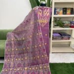 হাতের তাতে তৈরী সেমি মসলিন জামদানি থ্রি পিস (Code-415)