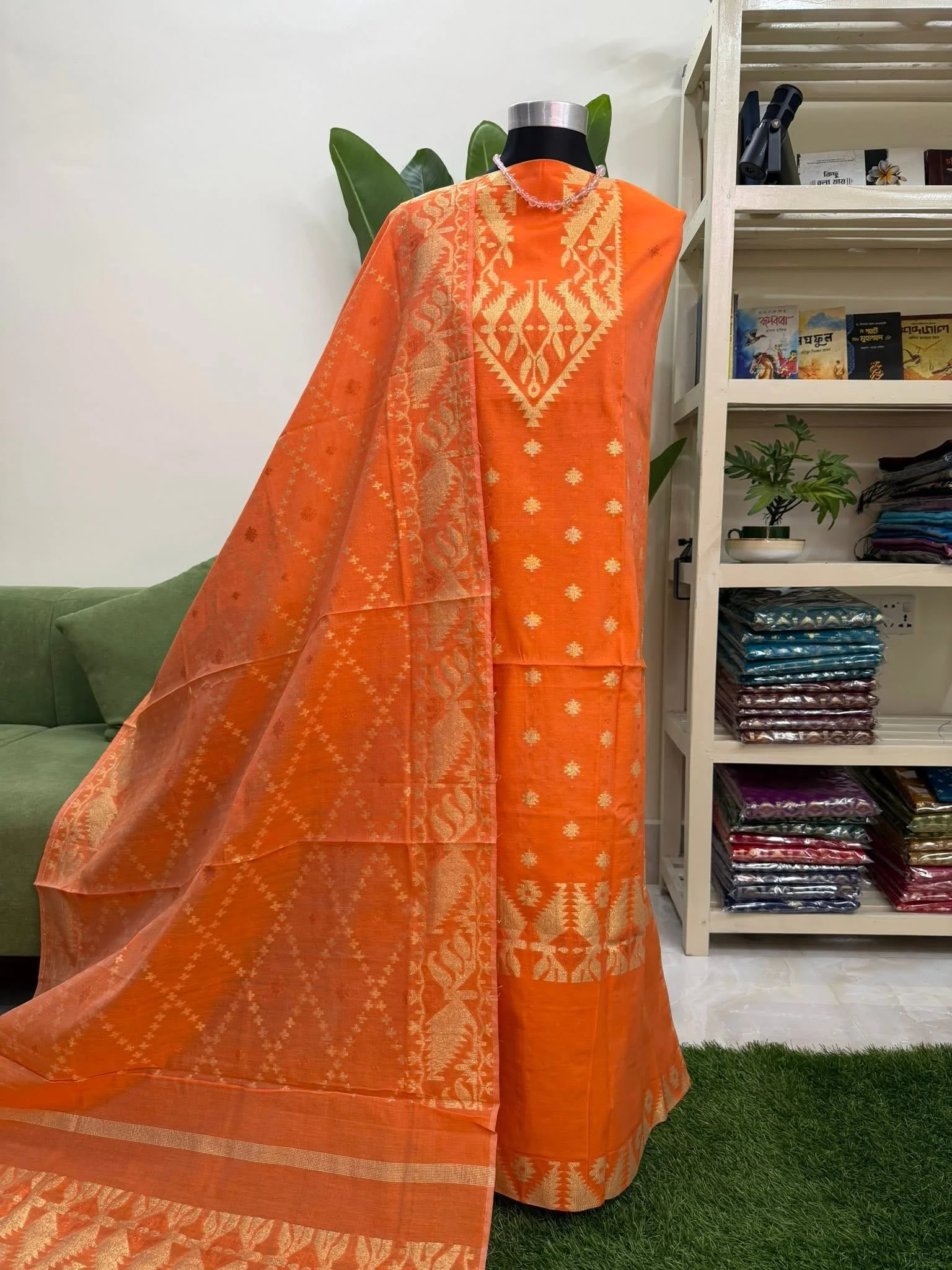 tangail-half-silk-jamdani-three-piece-code-190 টাঙ্গাইল হাফসিল্ক জামদানি থ্রি পিস (Code-190) - Image 1